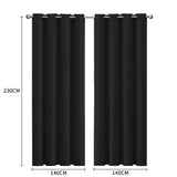 2x Blockout Curtains Panels 3 Layers Black-1910113268014387202