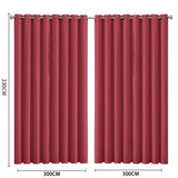 2x Blockout Curtains Panels 3 Layers Burgundy CD1003-300X230-GY-1919892933516070914