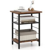 NNECW 3-Tier Industrial Side Table with Adjustable Mesh Shelf for Living Room