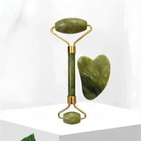 NNEOBA Jade Facial Roller & Gua Sha Scraping Too; Beauty Massager Green