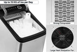 NNEKGE 15kg Stainless Steel Ice Cube Maker with Self-Cleaning