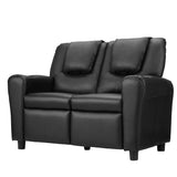 NNEDSZ Keezi Kids Recliner Chair Double PU Leather Sofa Lounge Couch Armchair Black