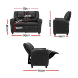 NNEDSZ Keezi Kids Recliner Chair Double PU Leather Sofa Lounge Couch Armchair Black