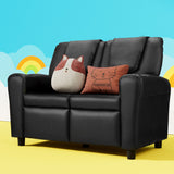NNEDSZ Keezi Kids Recliner Chair Double PU Leather Sofa Lounge Couch Armchair Black