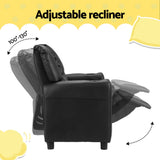 NNEDSZ Keezi Kids Recliner Chair Double PU Leather Sofa Lounge Couch Armchair Black