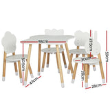NNEDSZ Keezi 5PCS Kids Table and Chairs Set Children Activity Study Play Desk White
