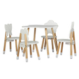 NNEDSZ Keezi 5PCS Kids Table and Chairs Set Children Activity Study Play Desk White