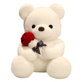 NNEOBA Kawaii Teddy Bear with Roses Plush Toy