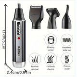 NNEOBA Rechargeable Nose & Ear Hair Trimmer Precision Grooming Black