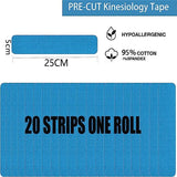 NNEOBA Pro Athletic Kinesiology Tape 20 Precut Strips Blue
