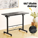 NNEDSZ Laptop Desk Table Height Adjustable Wooden Bed Side Tables 80CM Black