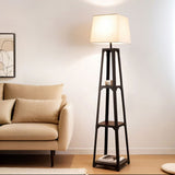 NNEDSZ Floor Lamp 3 Tier Shelf Storage LED Light Stand Home Room Vintage White