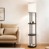 NNEDSZ Floor Lamp 3 Tier Shelf Storage LED Light Stand Home Room Vintage Round