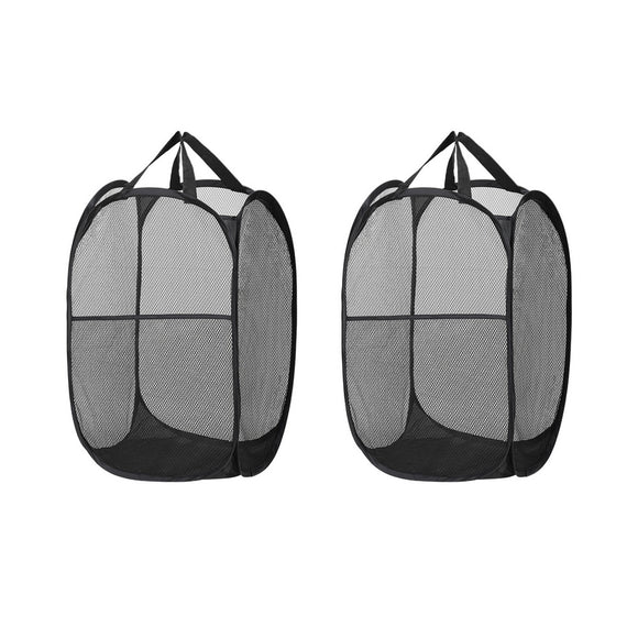 NNEDSZ Artiss 2X Laundry Basket Hamper Foldable Black