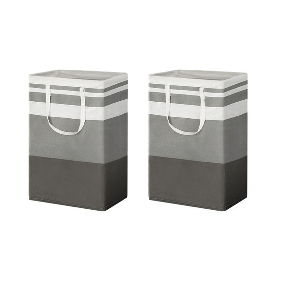 NNEDSZ Artiss 2X Laundry Basket Hamper Foldable White Grey
