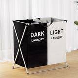 NNEDSZ Laundry Basket Hamper Large Foldable Washing Clothes Storage 2 Sections