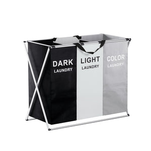 NNEDSZ Laundry Basket Hamper Large Foldable Washing Clothes Storage 3 Sections