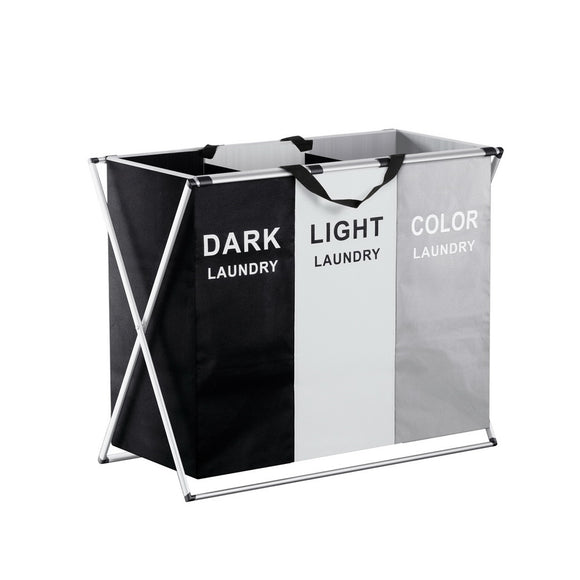 NNEDSZ Laundry Basket Hamper Large Foldable Washing Clothes Storage 3 Sections