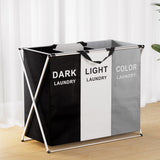 NNEDSZ Laundry Basket Hamper Large Foldable Washing Clothes Storage 3 Sections