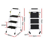 NNEDSZ Giantz 3 Step Ladder Multi-Purpose Folding Steel Light Weight Platform
