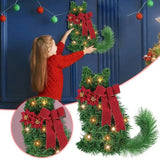 NNEOBA LED Christmas Cat Wreath with Pine Needles and Lights