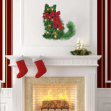 NNEOBA LED Christmas Cat Wreath with Pine Needles and Lights