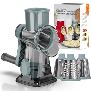 NNEOBA 3-in-1 Rotary Cheese Grater – Versatile Manual Vegetable Slicer & Nut Grinder (Blue)
