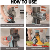 NNEOBA 3-in-1 Rotary Cheese Grater – Versatile Manual Vegetable Slicer & Nut Grinder (Blue)