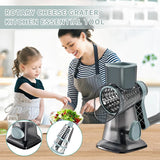 NNEOBA 3-in-1 Rotary Cheese Grater – Versatile Manual Vegetable Slicer & Nut Grinder (Blue)