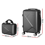 NNEDSZ 2pc Luggage 12" 20" Trolley Travel Suitcase Storage Carry On TSA Lock Black