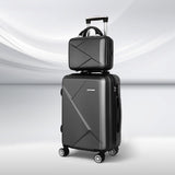 NNEDSZ 2pc Luggage 12" 20" Trolley Travel Suitcase Storage Carry On TSA Lock Black