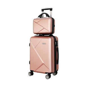 NNEDSZ 2pc Luggage 12" 20" Trolley Travel Suitcase Storage Carry On TSA Lock Rose Gold