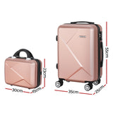 NNEDSZ 2pc Luggage 12" 20" Trolley Travel Suitcase Storage Carry On TSA Lock Rose Gold
