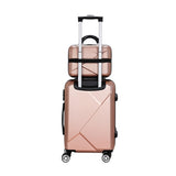NNEDSZ 2pc Luggage 12" 20" Trolley Travel Suitcase Storage Carry On TSA Lock Rose Gold