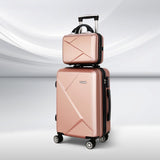 NNEDSZ 2pc Luggage 12" 20" Trolley Travel Suitcase Storage Carry On TSA Lock Rose Gold