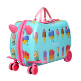 NNEDSZ 17" Kids Ride On Luggage Children Suitcase Trolley Travel Ice Cream