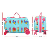 NNEDSZ 17" Kids Ride On Luggage Children Suitcase Trolley Travel Ice Cream