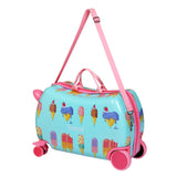 NNEDSZ 17" Kids Ride On Luggage Children Suitcase Trolley Travel Ice Cream