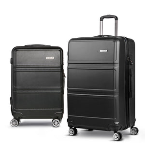NNEDSZ 2pc Luggage Trolley Set Suitcase Travel TSA Carry On Hard Case Lightweight Black