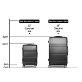 NNEDSZ 2pc Luggage Trolley Set Suitcase Travel TSA Carry On Hard Case Lightweight Black