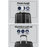 NNEDSZ 2pc Luggage Trolley Set Suitcase Travel TSA Carry On Hard Case Lightweight Black