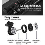 NNEDSZ 2pc Luggage Trolley Set Suitcase Travel TSA Carry On Hard Case Lightweight Black