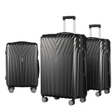 NNEDSZ 3pc Luggage Trolley Set Suitcase Travel TSA Hard Case Carry On Black Lightweight