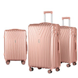 NNEDSZ 3pc Luggage Trolley Set Suitcase Travel TSA Hard Case Carry On Pink Lightweight