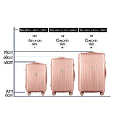 NNEDSZ 3pc Luggage Trolley Set Suitcase Travel TSA Hard Case Carry On Pink Lightweight