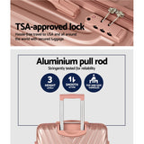 NNEDSZ 3pc Luggage Trolley Set Suitcase Travel TSA Hard Case Carry On Pink Lightweight