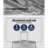 NNEDSZ 3pc Luggage Trolley Set Suitcase Travel TSA Hard Case Carry On Silver Lightweight