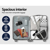 NNEDSZ 3pc Luggage Trolley Set Suitcase Travel TSA Hard Case Carry On Silver Lightweight