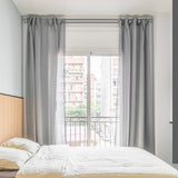 Marlow Silver Double Curtain Rod Steel Pole Pommel Set Extendable Adjustable-1910112209267200006