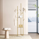 Levede Coat Rack Clothes Stand 8 Hook Organizer Gold-1910112990083026950